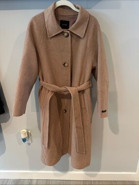 Clizy Camel Belted Wool Trench Coat
